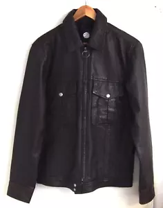 Pretty Green Men's Black Leather Jacket - Small Size - Barely Worn - Picture 1 of 5