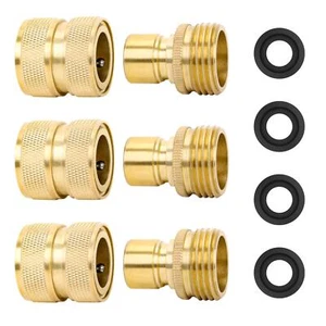 Brass Full Flow Garden Hose Quick Release Connect Adaptor Fitting Full Port Soli - Picture 1 of 6