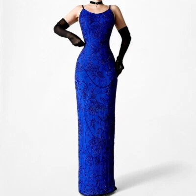 Sean Collection Blue Sequin Cocktail Formal Prom Maxi Bodycon Dress Size S - Image 1 of 4