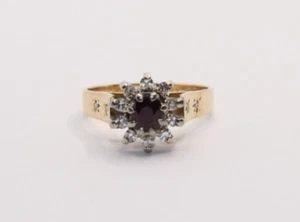 Vintage 18ct Gold With Ruby Stone & Diamonds Ring - Picture 1 of 5