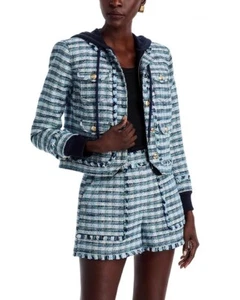 NEW Cinq A Sept Matilda Tweed Emery Hooded Jacket Navy Multi XS - Picture 1 of 4