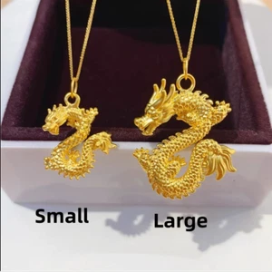 Real Pure 24K 999 Yellow Gold Lucky Dragon Pendant Charm Women Men - Picture 1 of 12