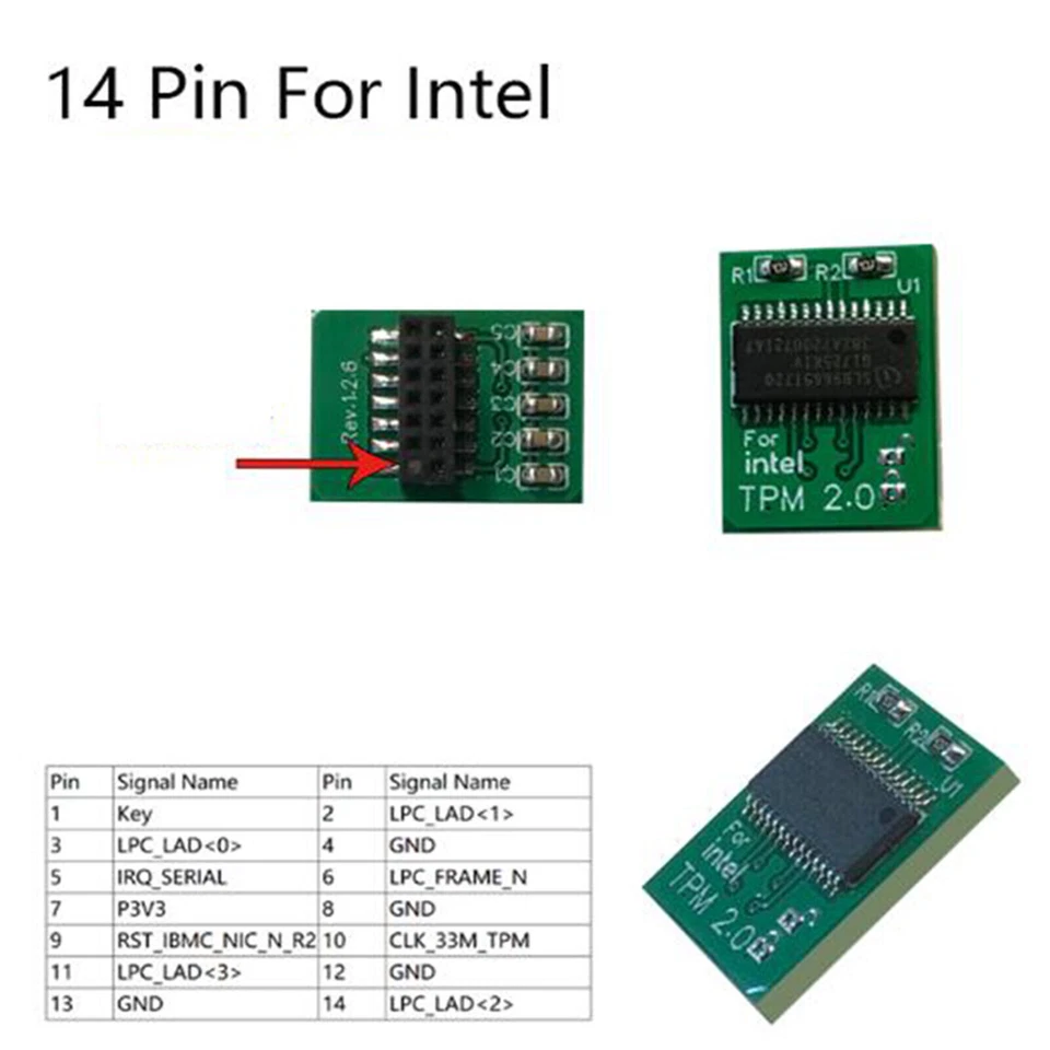 TPM2.0 Security Module for Intel Trusted Platform Module 14(14-1) pin - Image 1 of 1