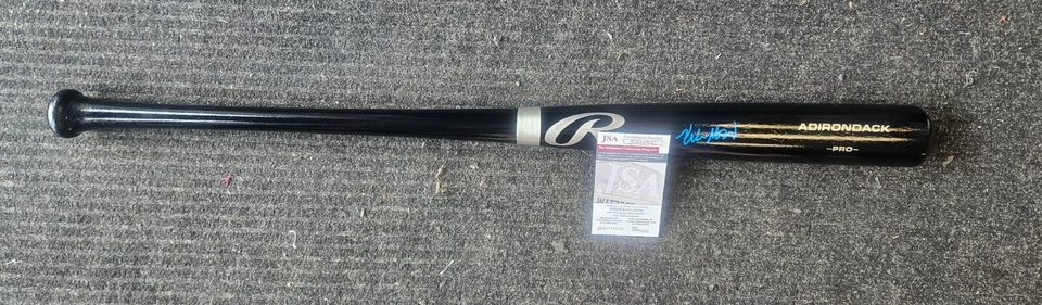 Kyle Manzardo Cleveland Guardians Signed Black Bat Blue Pen JSA - Image 1 of 1