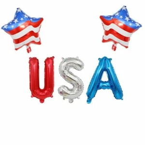 Globos de papel de aluminio letras de 16 pulgadas del Día de la Independencia de los Estados Unidos estrella de aluminio - Imagen 1 de 6
