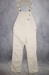 Carhartt Overalls Womens Large 12-14 White Painters Carpenter Rugged Flex Loose - Picture 1 of 24