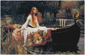 Handgefertigte Waterhouse Lady of Shalott Kunst gezählte Kreuzstichmusterkarte - Bild 1 von 1