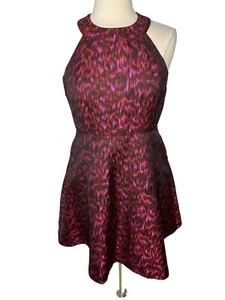 Calvin Klein Halter  Dress Jacquard Brocade Metallic Pockets Fit & Flare 10P - Picture 1 of 10