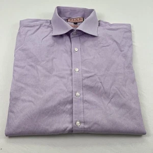 Thomas Pink Dress Shirt Mens Purple Striped French Cuff Slim Fit Business Formal - Picture 1 of 8