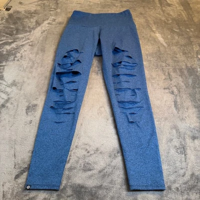 Leggings Atléticos Onzie Flow Azul Envejecido Rasgado Cintura Alta Para Mujer S/M Foto 1 de 4