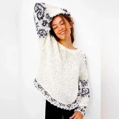 Suéter Pilcro Anthropologie Mujer Gris Marfil Tejido Petra Plumado Mezcla Lana S Foto 1 de 4