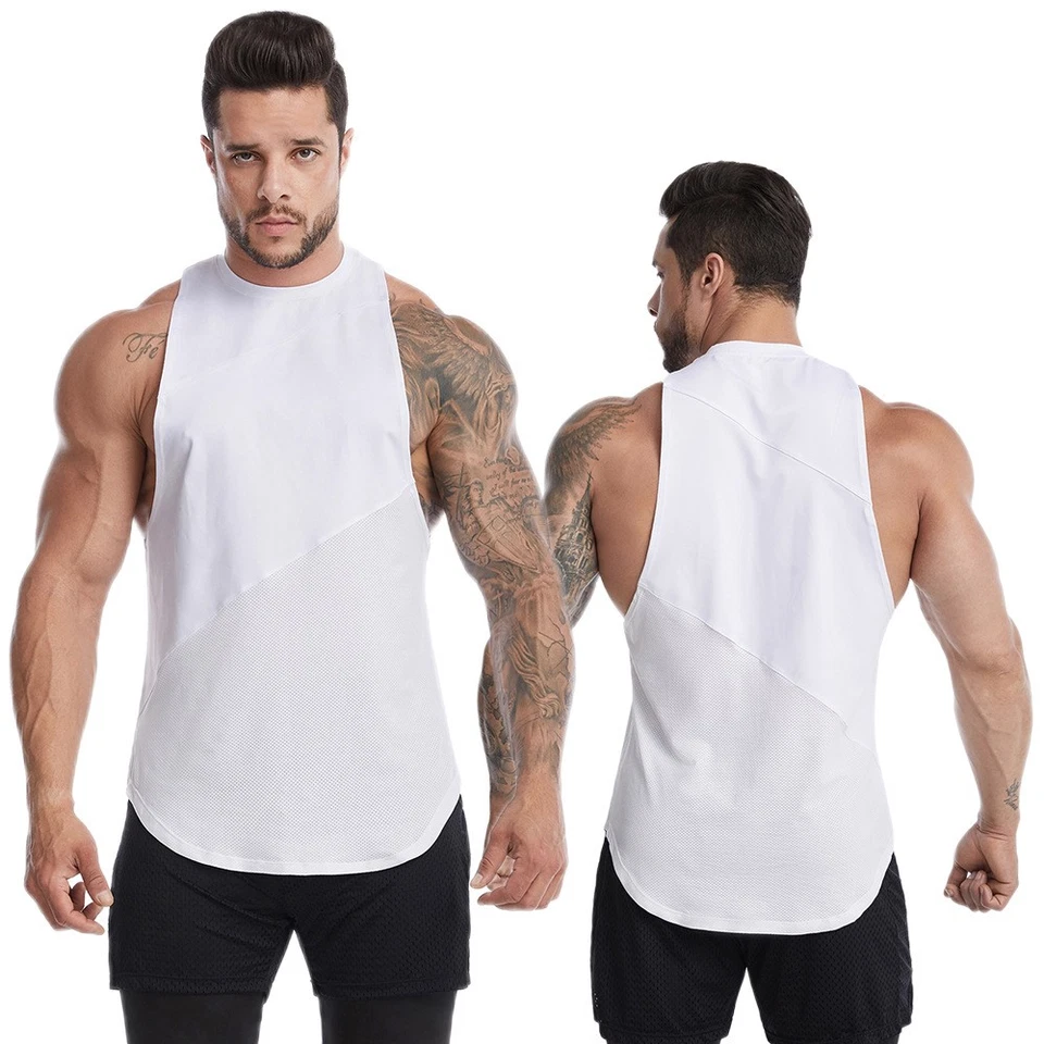 Men Sport Fitness Vest Sleeveless T-Shirt Muscle Tee Solid Blank Tank Summer Gym - Image 1 of 4