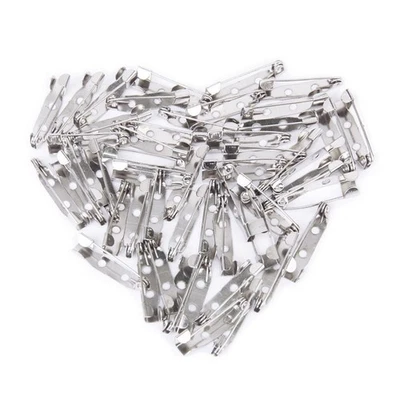 50pcs 20mm Stainless Steel Back Safety Catch Bar Brooch (Silver) Metal pin - Image 1 of 4