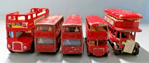 5 Vintage London Bus Modelle in need of TLC - Corgi, Lesney Matchbox, Lledo - Bild 1 von 6