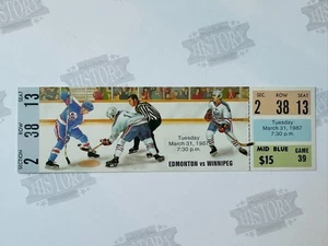1987 Winnipeg Jets at Edmonton Oiolers Full Ticket 3/31/87 Gretzky 1A Messier 2G - Picture 1 of 2