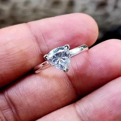 2Ct Trillion Cut Lab Created Diamond Wedding Ring 14K White Gold Plated - Image 1 of 4