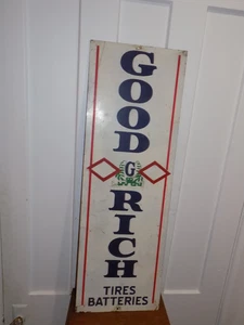 Vintage Good Rich Tires and Batteries Heavy Metal Vertical Sign - Picture 1 of 5