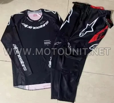 Alpinestars Supertech Ward Black Gear Set 2025 Motocross Dirt Jersey Pantalones Kit Foto 1 de 3