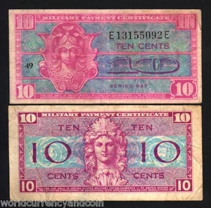 USA UNITED STATES 10 CENTS 1954 MPC SER.521 MILITARY PAYMENT CERTIFICATE NOTE - Picture 1 of 1