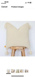 Lumi Living 100 % weiche Baumwolle erhöhte Streifen strukturiert Überwurf Kissenbezug Hafermilch - Bild 1 von 5