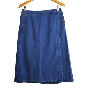 Eileen Fisher Womens XS Skirt Wrap Front Lyocell Organic Chambray Blue Midi  - Picture 1 of 10