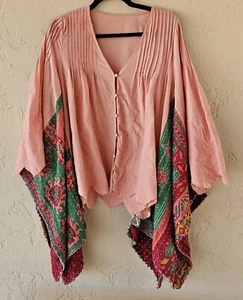 NWT Peacenik Authentic KANTHA Cotton Eyelet BOHO Long Sleeve Shirt Top (S-XL) - Picture 1 of 22
