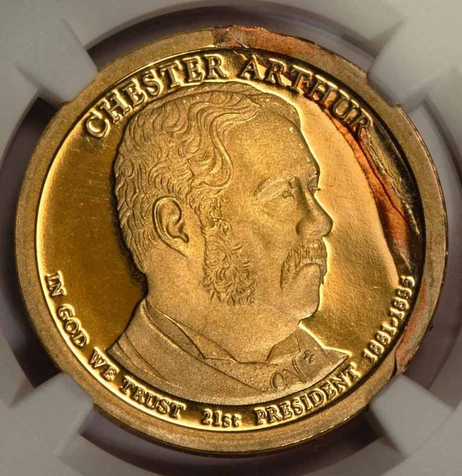 2012 S NGC PF68 Retained Struck In Scrap Chester Arthur Proof Dollar Mint Error - Image 1 of 4
