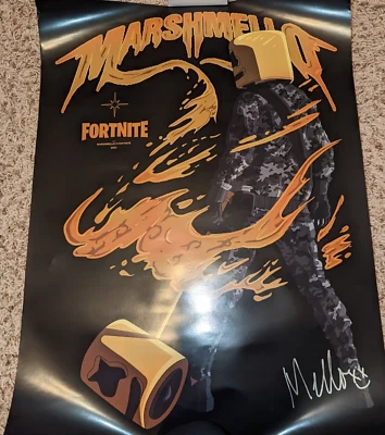 Fortnite x Marshmello Poster Signed Auto LIMITED EDITION RARE /500 - Image 1 of 4