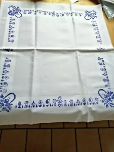 Blaudruck Stoffserviette Deckchen Damast 50X50 cm Blumenkörbchen Haushalt - Bild 1 von 3