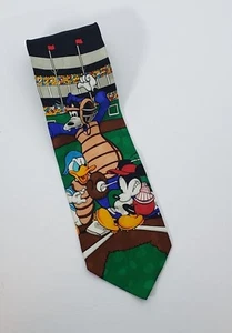 Disney Baseball Krawatte Mickey Mouse Goofy Donald Duck - 100% Seide - Bild 1 von 8