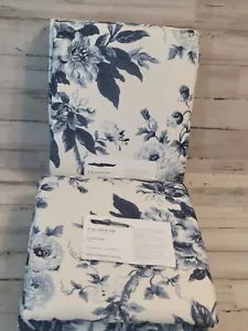 Pottery Barn Garden Floral Linen - Cotton Lined Curtains (2) 50”x96” Blue - Picture 1 of 3