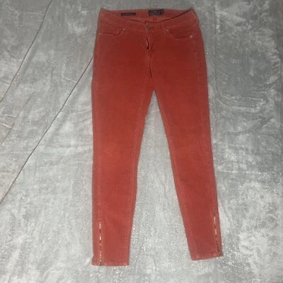 LUCKY BRAND Pants Corduroy Women 2/26 Orange Lolita Skinny Zip Ankle 29 Inseam - Image 1 of 4