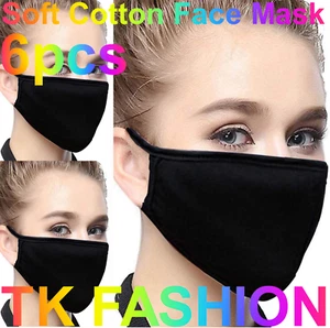 6pcs Soft Cotton Face Black Mask Double Layer Reusable and Washable - Picture 1 of 7