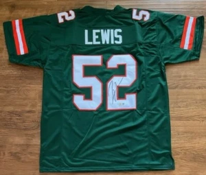 Camiseta Beckett estilo universitario firmada autografiada por Ray Lewis Miami Hurricanes - Imagen 1 de 3