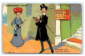 Cartolina fumetto impiegato sovraccarico di Davidson Browne F8 - Foto 1 di 2