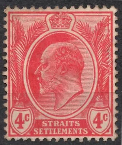 SG154 Sn:#131 1907 STRAITS SETTLEMENTS 4c 1906-11 King Edward VII issue , used - Picture 1 of 2