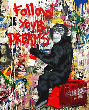 Banksy Follow Your Dreams Oil Painting Banksy Abstract Monkey Oil Painting DIY P