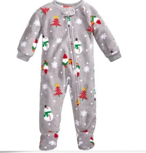 Pijama de Felpa Cálido de Navidad Regalo PJs Macy's Niño Pequeño Bebé Footie 12 18 24mo - Imagen 1 de 2