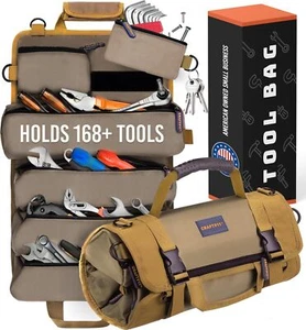 Canvas Roll Up Tool Bag Wrench Organizer 7-Pouch Portable Tool Storage Carry Bag - Picture 1 of 8