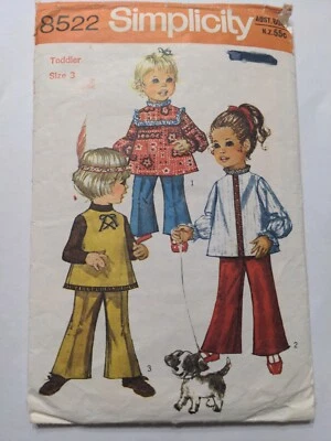 Vintage 1970s Simplicity pattern 8522 toddler Blouse and pants size 3  - Image 1 of 2