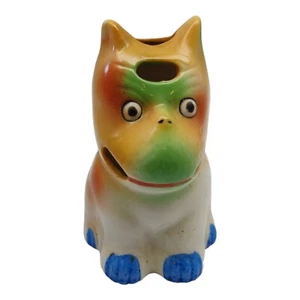 Vintage Ceramic Figural Hippo Moomin Toothbrush Holder Whimsical Colorful - Picture 1 of 10
