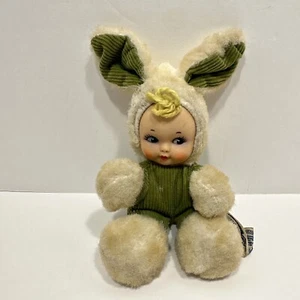 Vintage Knickerbocker Bunny Cuddles Rabbit Green Easter Bunny - Picture 1 of 17