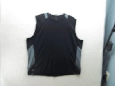 Black & Gray Polyester Sleeveless Tank Top Shirt Mens Size 2XL Gym Workout - Image 1 of 4