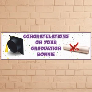 2 x Personalised Graduation Banner Congratulation Party Custom Poster Decor UK - Picture 1 of 10