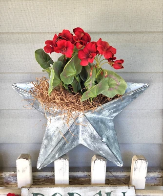 Farmhouse Pocket Star Blanco Lavado Envejecido Metal Americana Primitivo Foto 1 de 4