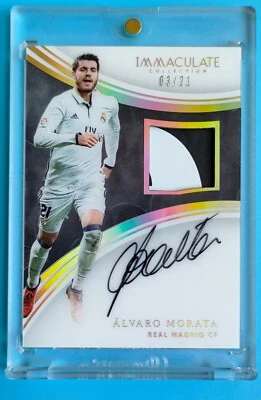 2017 Immaculate Real Madrid Alvaro Morata Patch Auto 3/21  jersey number Auto - Image 1 of 2