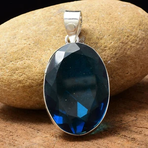 Attraktive Blau Turmalin Edelstein 925 Sterling Silber Handgemacht Hängeleuchte - Bild 1 von 5