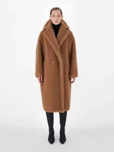 Classic Women Girls Real Fur Silk Coat Warm One Button Jackets Female Overcoat - Picture 1 of 37