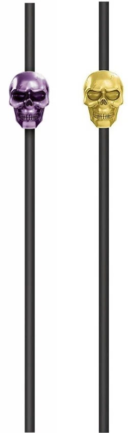 Halloween Party Skull Straws Plastic Reusable 6pk Purple OR Gold  - Image 1 of 1