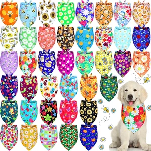 Sadnyy 40 Pezzi Bandane per Cani Estate Primavera Bulk per Cani Fiore Triangolo Hawaiano - Foto 1 di 12